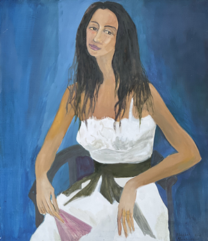 女人与扇子（2011）布面油画 Abrahamyan Khachik_副本.jpg