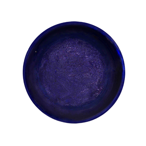 茄皮紫云龙纹盘
