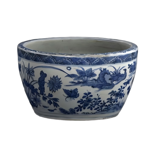 万历青花鸳鸯莲池纹缸