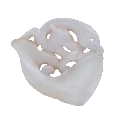 白玉鱼龙纹坠